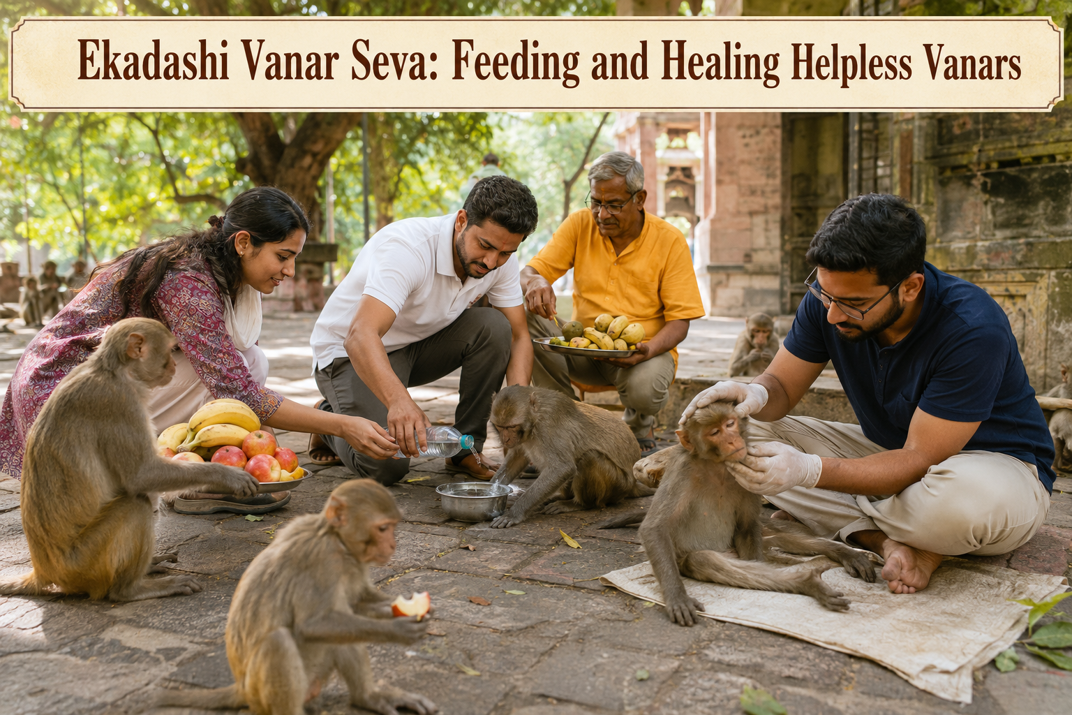 Ekadashi Vanar Seva: Feeding and Healing Helpless Vanars